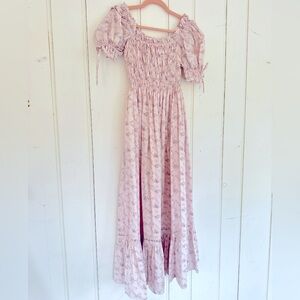Gorgeous pink floral, grand millennial, garden party maxi dress